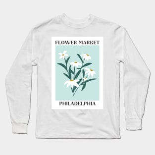 Flower Market Philadelphia White Daisy Long Sleeve T-Shirt